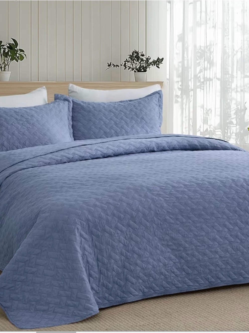 Blue Quilted Coverlet Set - Bedsure